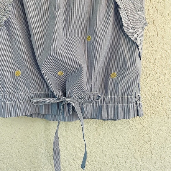 H&M Blue Stripe Ruffle Strap Gold Dot Tank - Picture 9 of 10